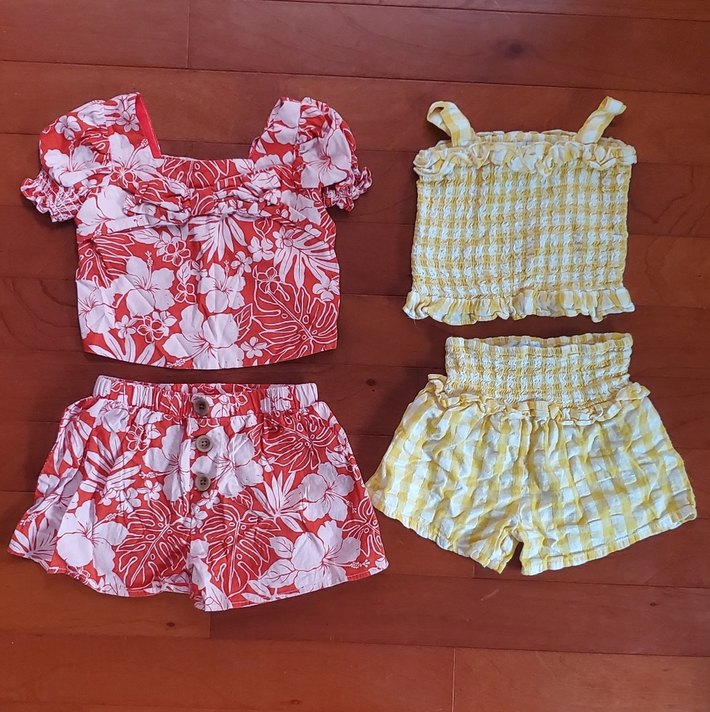 Rare Editions 2 Piece Floral and Gingham Toddler Outfit Set